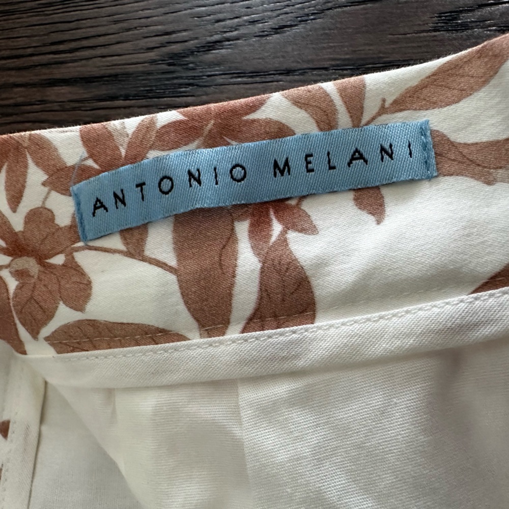 ANTONIO MELANI Cream & Brown Floral High-Low Skirt - Picture 6 of 6